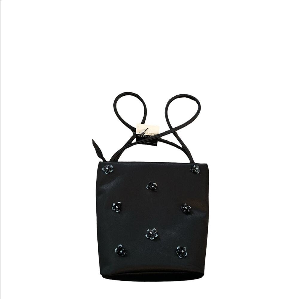 Liz Claiborne 7x7 Black Mini Clutch with Flower Embellishments